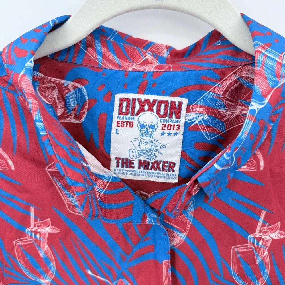 Dixxon Flannel Co The Mixxer Red Blue Tropical‎ Cocktail Party Shirt Mens Large